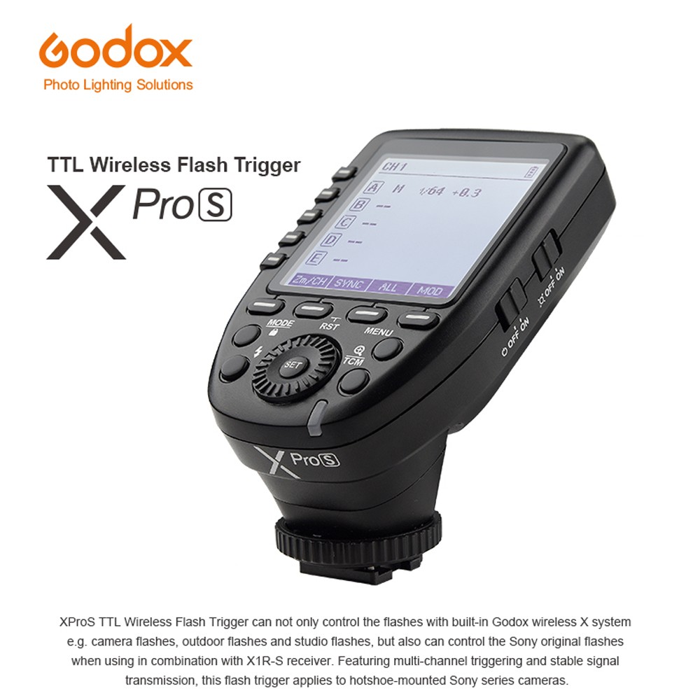 Godox Xpro-S TTL Wireless Flash Trigger HSS 1/8000s TTL-Convert-Manual Function
