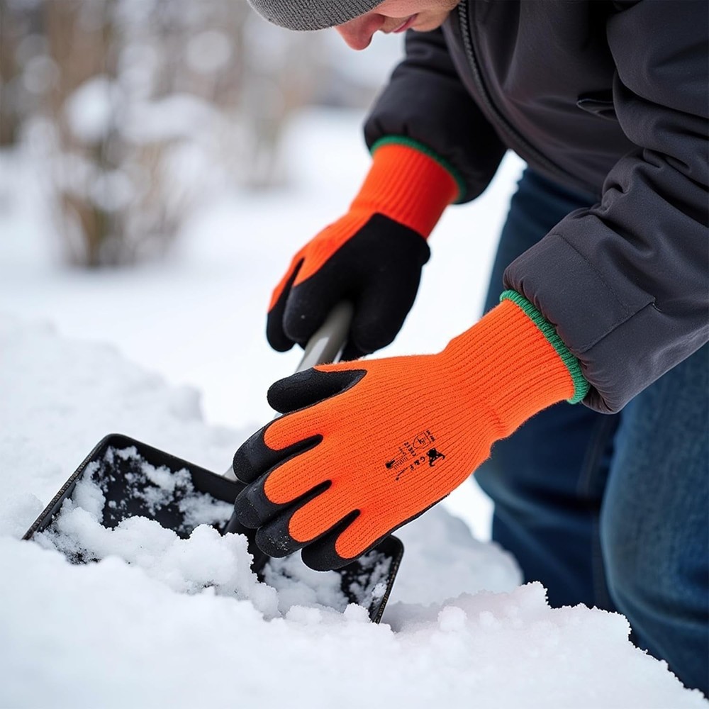 High Visibility Winter Work Gloves - Double Coated Cold Weather Grip, Large