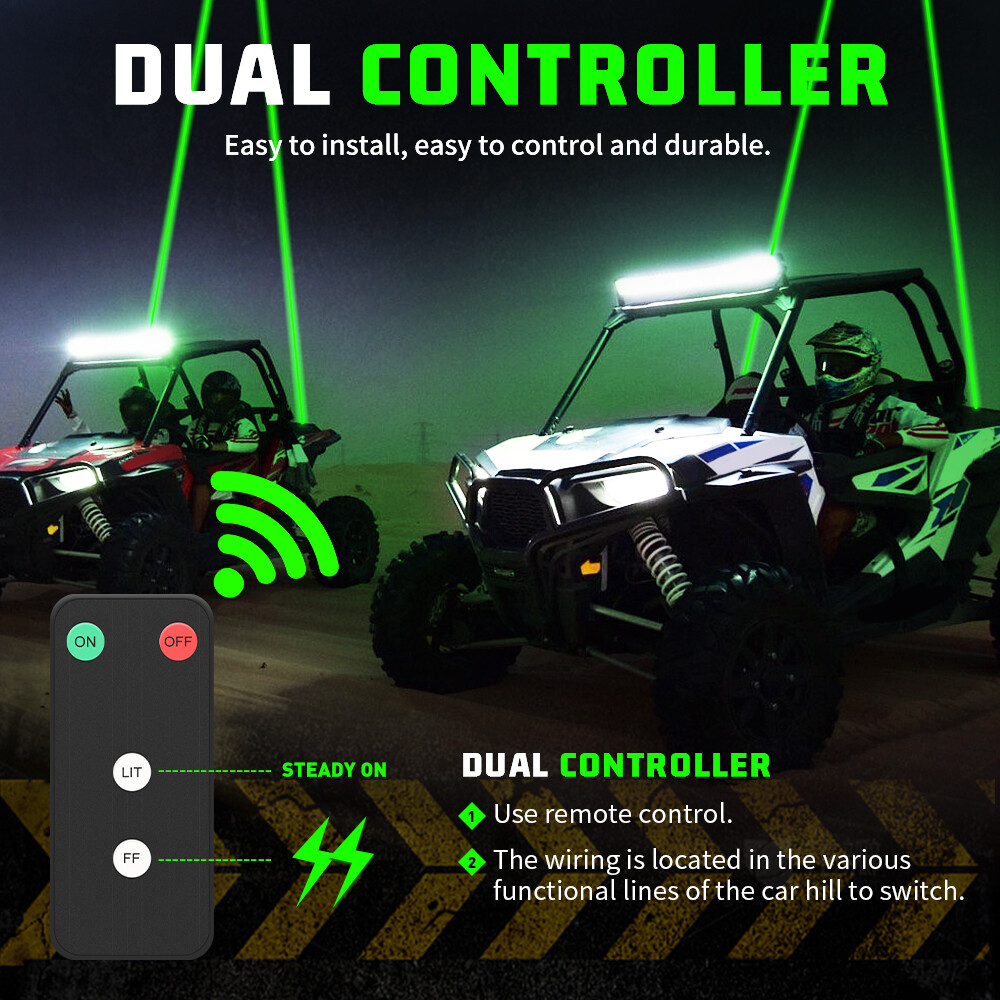 For Polaris RZR 1000XP WHIPLESS LASER RGB LED Whip Lights Antenna Remote UTV ATV