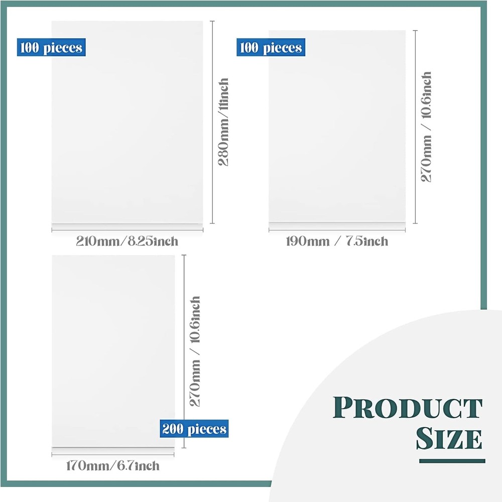 Smooth White Comic Book Boards for Fabric Folding - 100 Pieces in Various Sizes