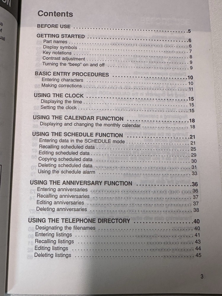 Sharp YO-100 YO-110 Electronic Organizer Operation Manual Original Instruction