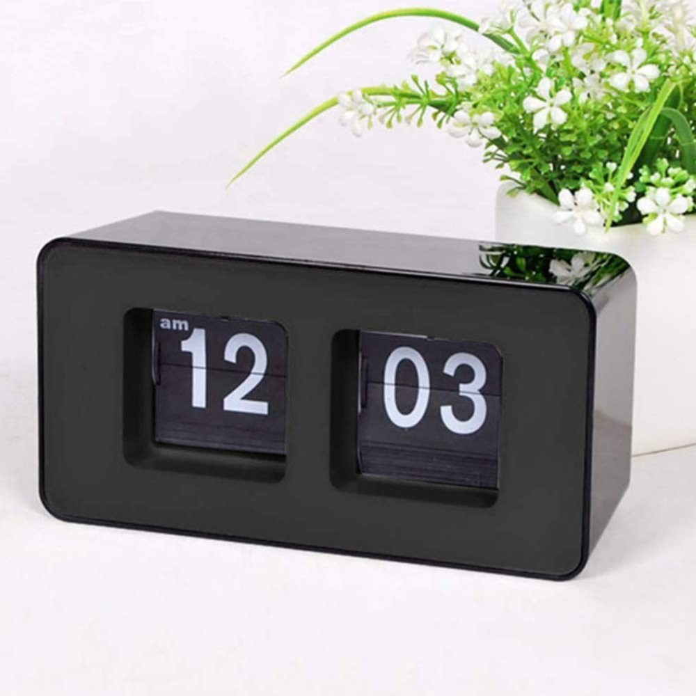 ZROSIN Automatic Flip Clock, Retro Nostalgic Clock,Digital Desk Small, Black