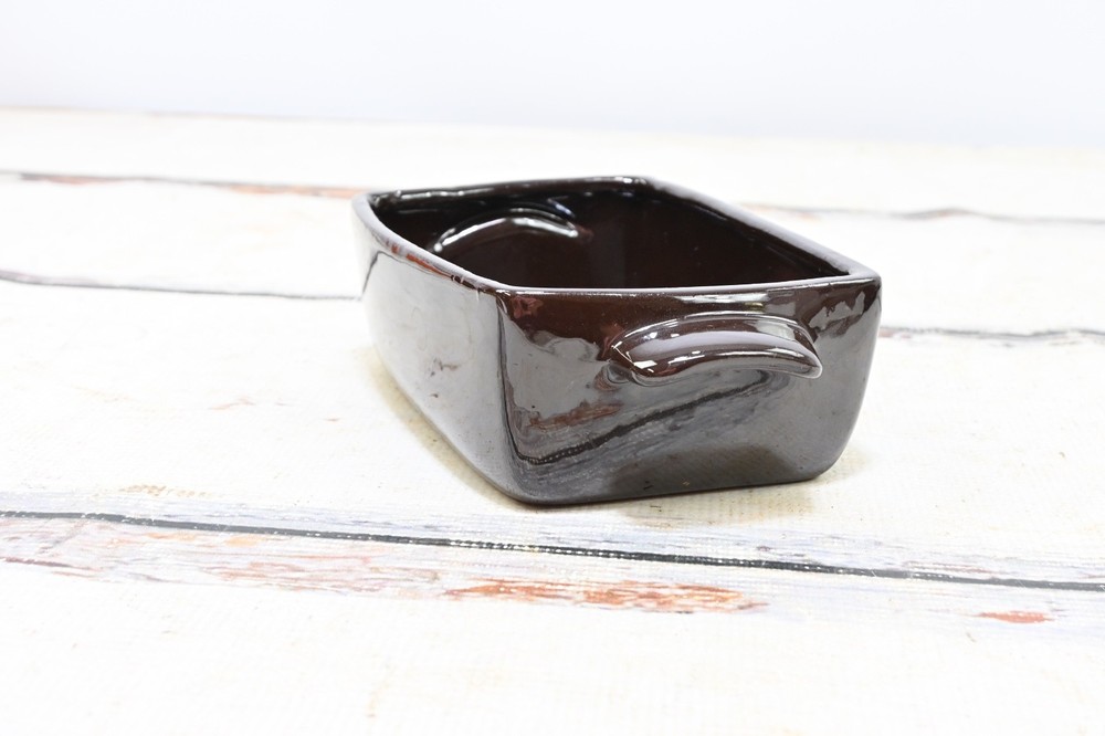 Vintage . Beautiful Brown Pottery Casserole Rectangular Taiwan