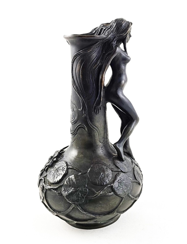 Solid Bronze Art Nouveau Vase - Signed