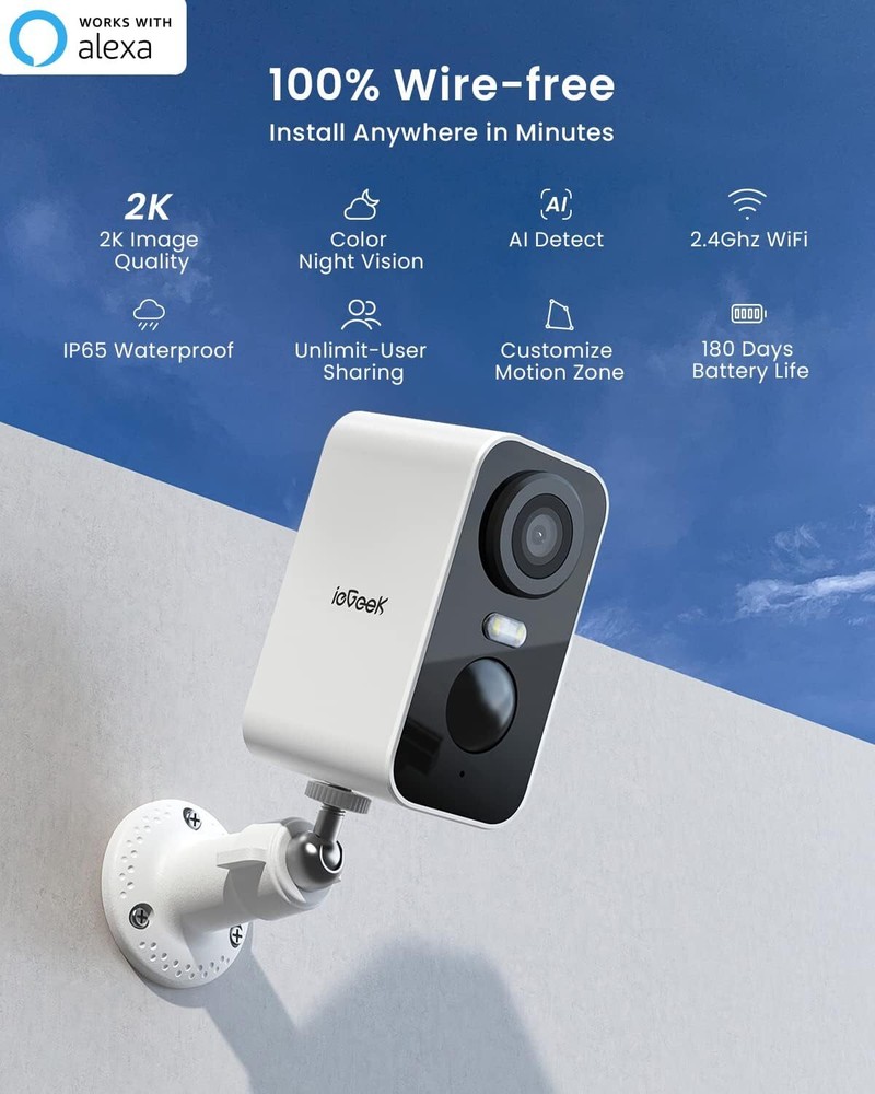ieGeek 2K HD 3MP Wireless Outdoor WiFi Security Camera Battery Powered