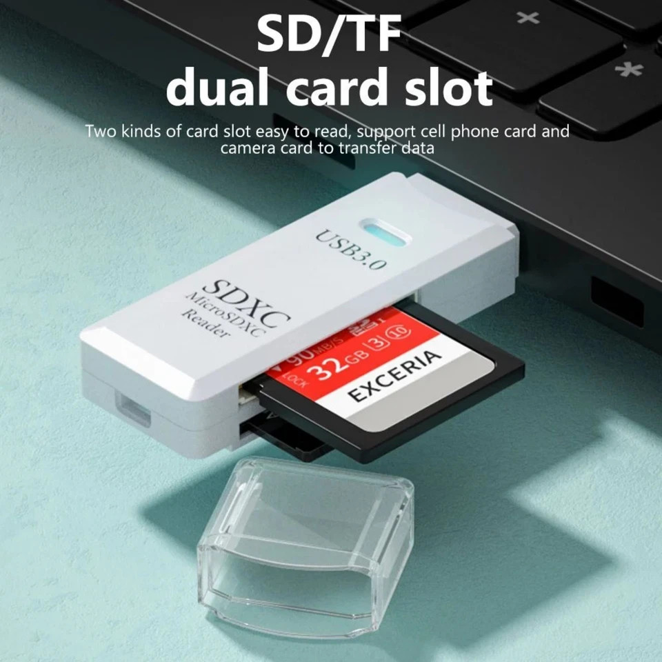 2 in 1 USB 3.0 Card Reader TF Micro SD Memory Card Adapter High Speed for PC Lap