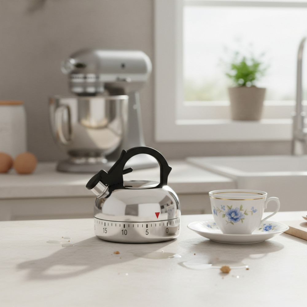 Mechanical Kitchen Timer with Mini Teapot Design for Accurate Timing Model T401