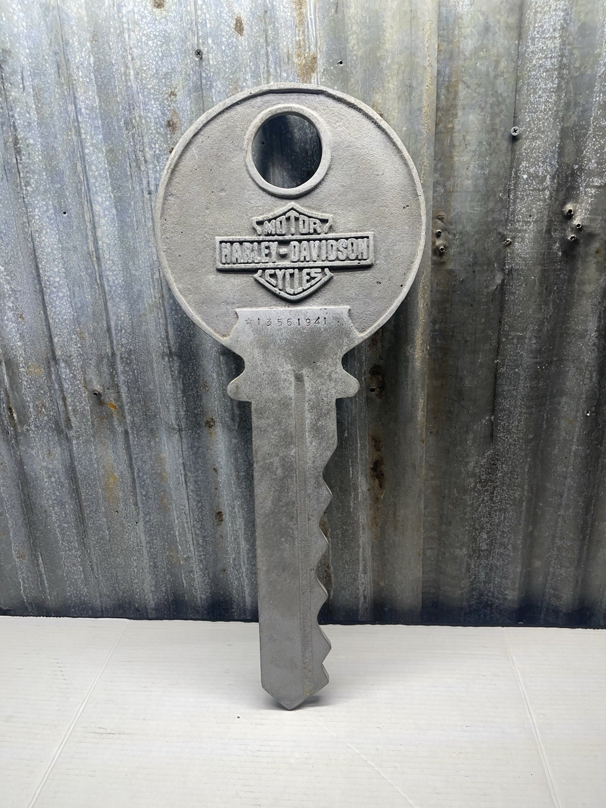 Vintage Cast Aluminum Harley Davidson/ KEIL Key Maker Die Cut Trade Sign 26”