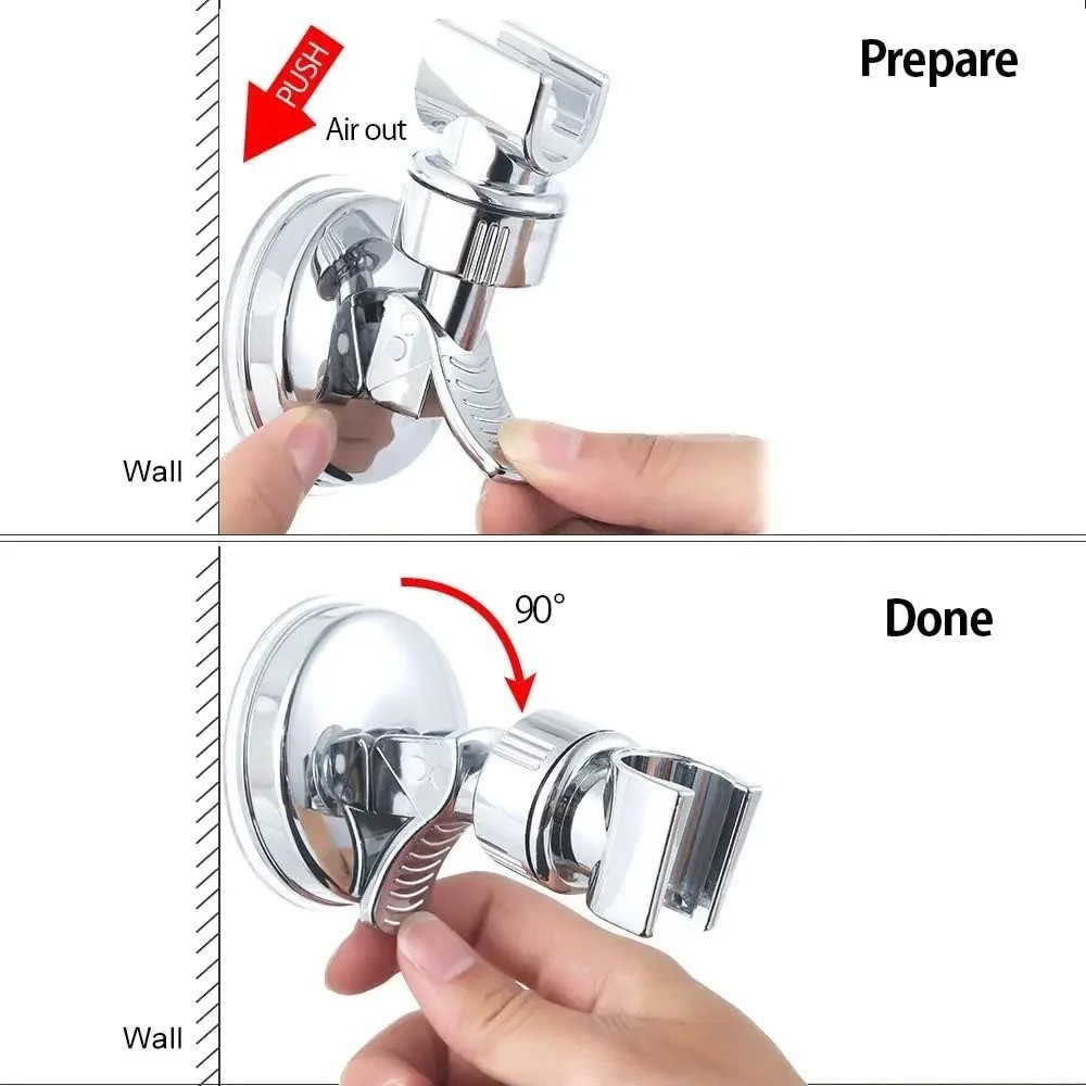 Adjustable Shower Head Holder Suction Cup Handheld Wall Mount Bathroom Bracket