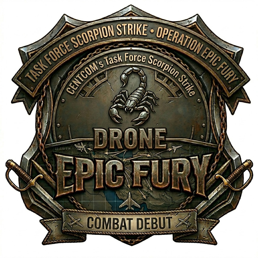 Operation Epic Fury CENTCOM Task Force Scorpion Drone Strike Iran 4" Decal