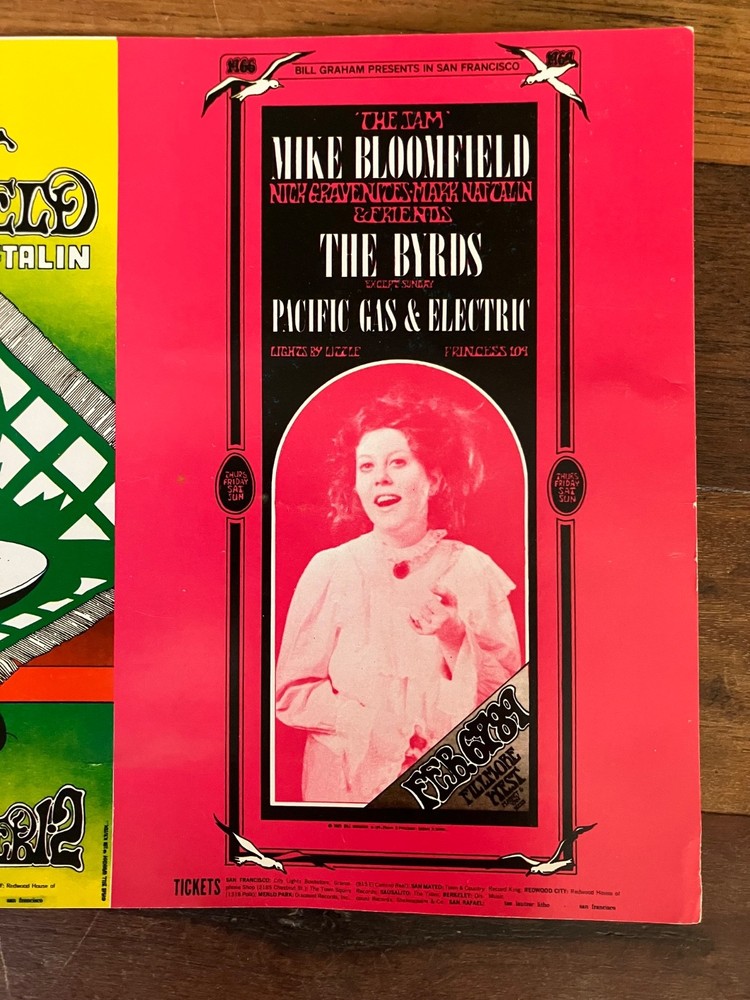 Fillmore Handbill Double Postcard Bloomfield Byrds Chuck Berry Feb 1969 Tuten