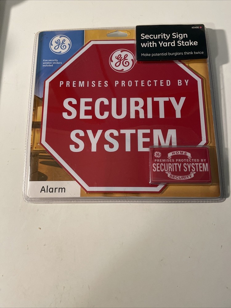 GE Security System Sign With Stake And Window Stickers