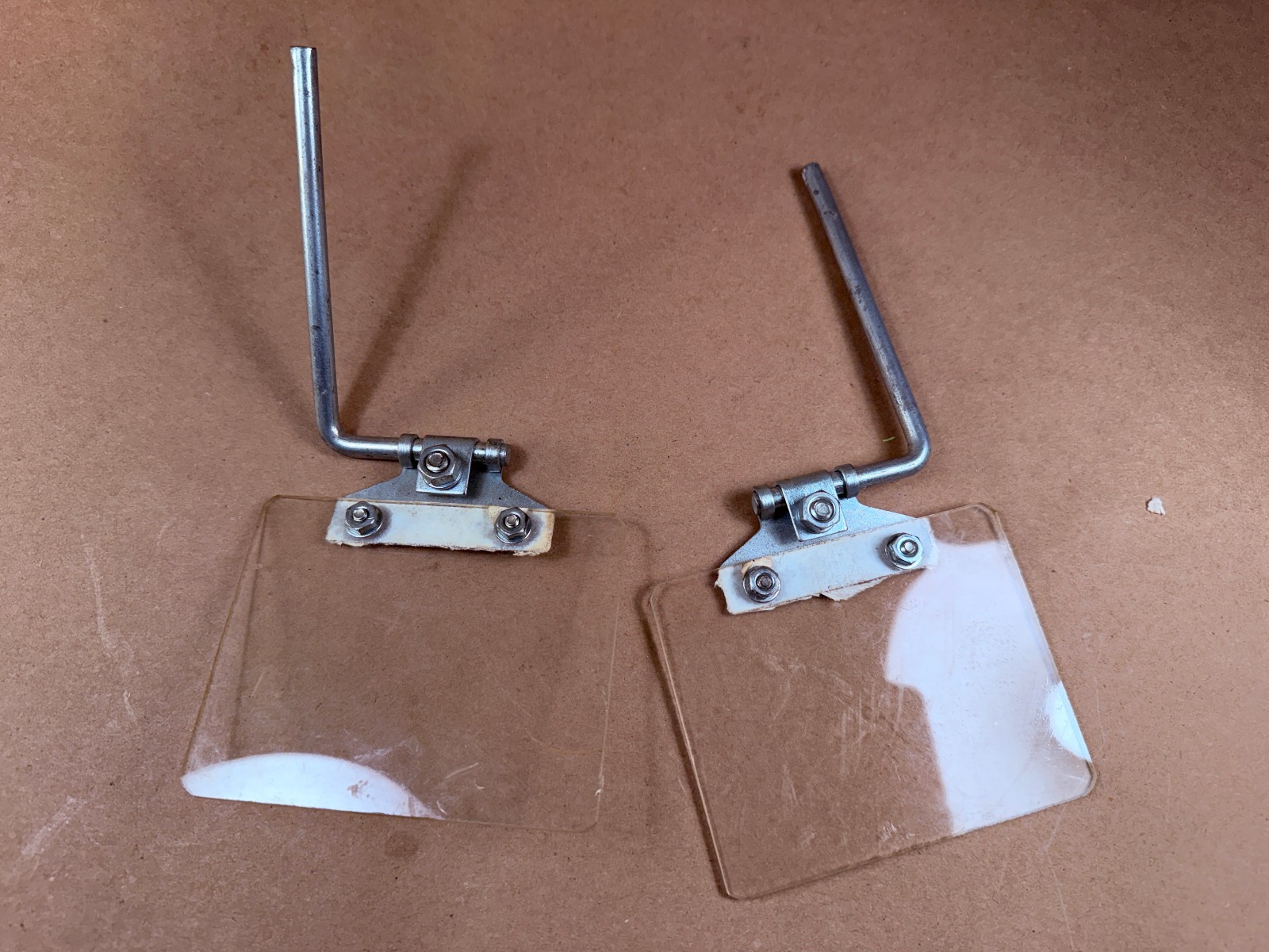 Pair Used Baldor Compatable Bench Grinder Eye Shield 4" X 3-1/4” w/ Bracket