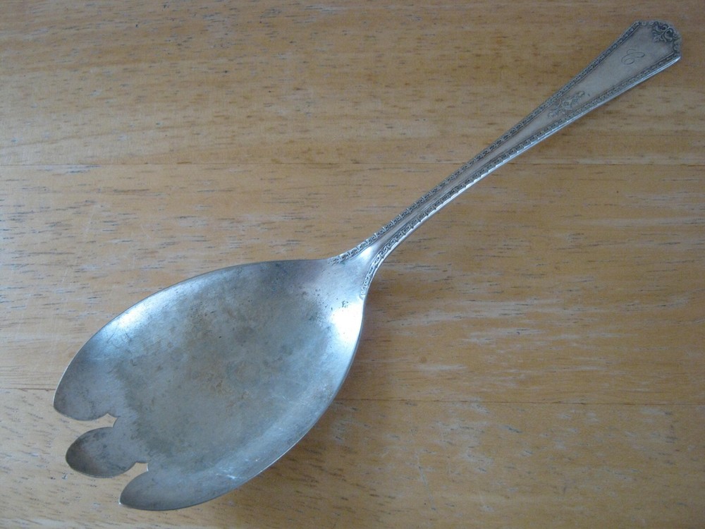Vintage Wm A. Rogers AA Berkley Pattern Forked Spoon Salad Server Monogramed C