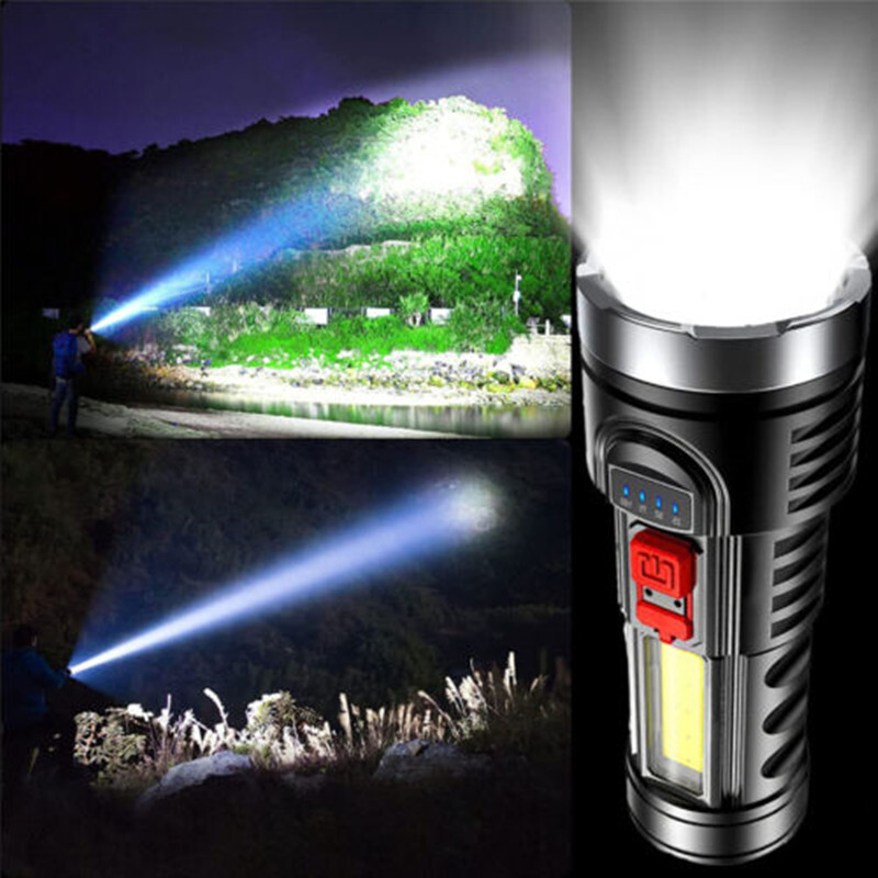 USB Rechargeable LED Searchlight Spotlight Hand Torch Work Light Lamp Flashlight
