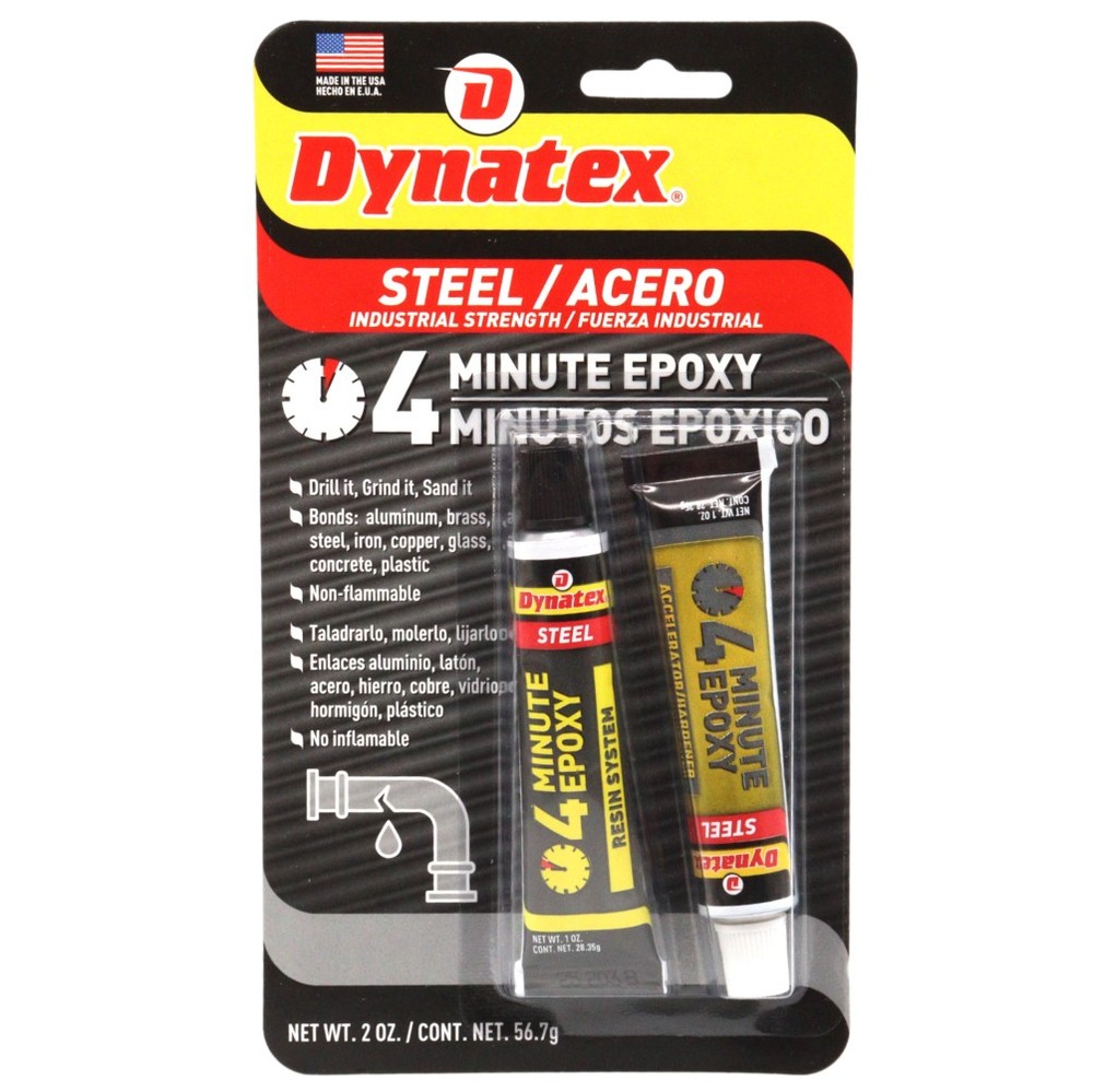 Dynatex 4 Min Steel Epoxy 2 oz - Fast Set Drillable (Single)