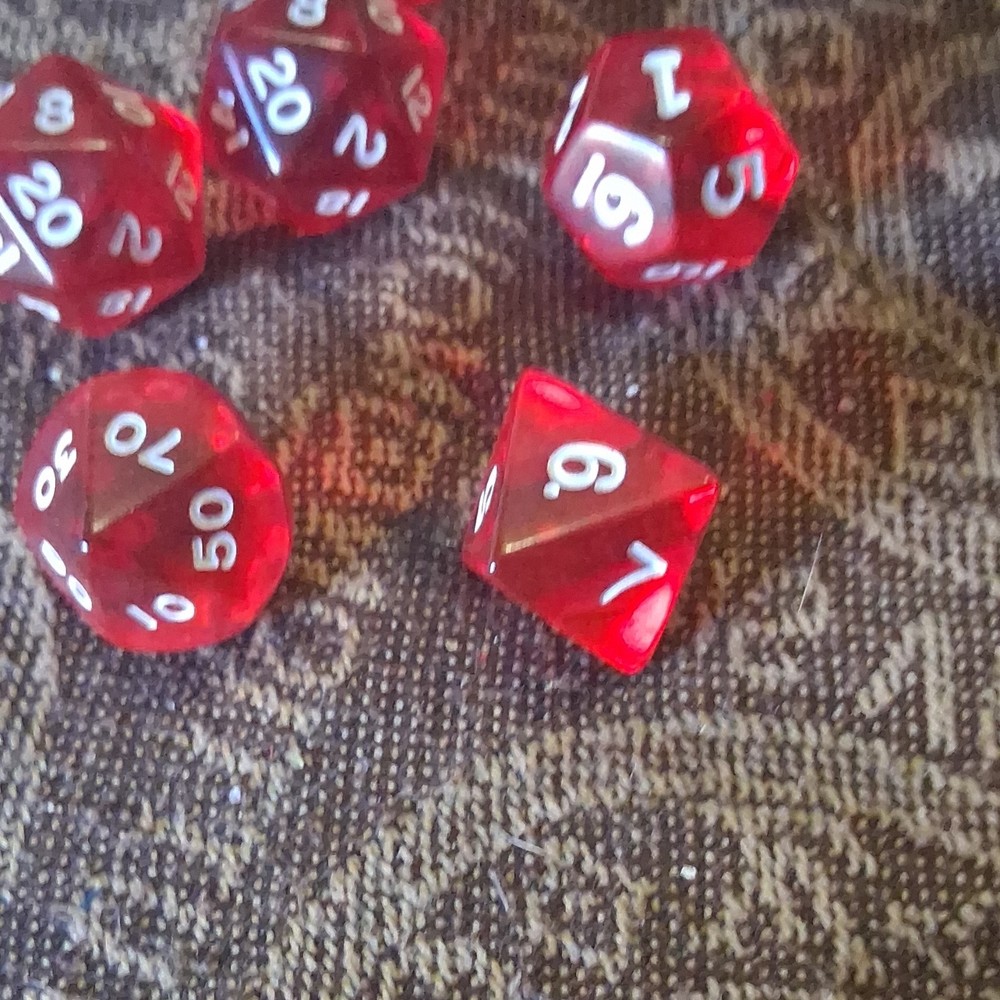 Red Polyhedral Dice Set 6 Pieces for Dungeons & Dragons