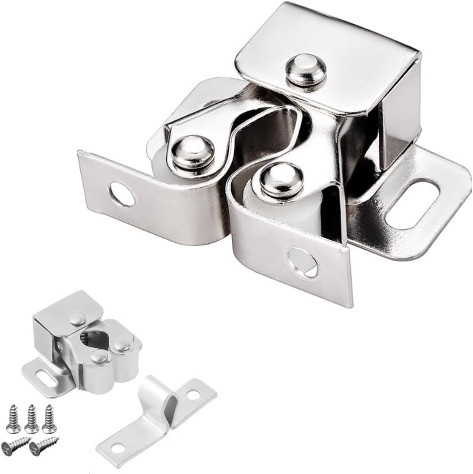 Sturdy 6 Pack Double Roller Cabinet Latch Set - Easy Installation and Security