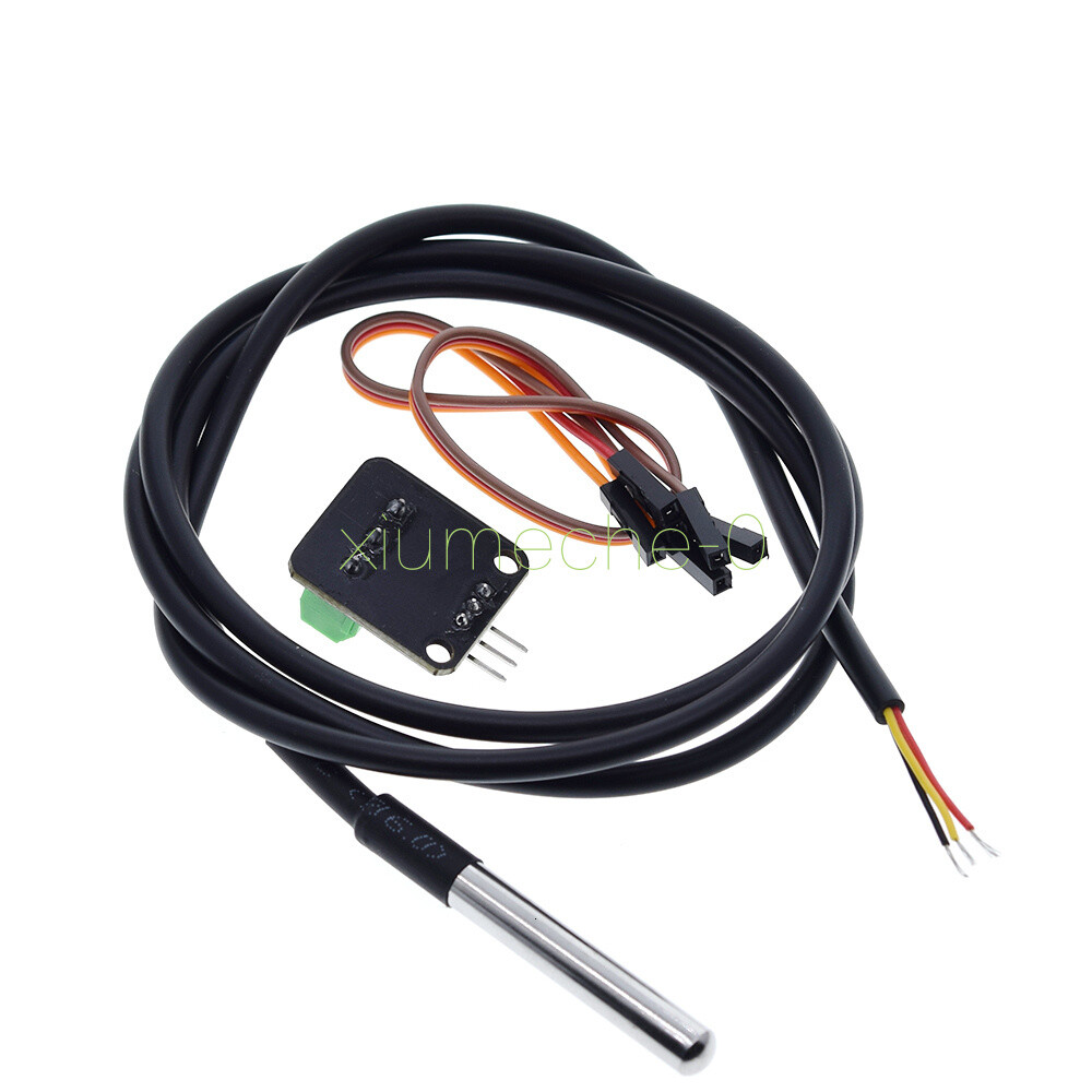 1PCS NEW DS18B20 Temperature Sensor Module WaterProof T Probe+Terminal Adapter