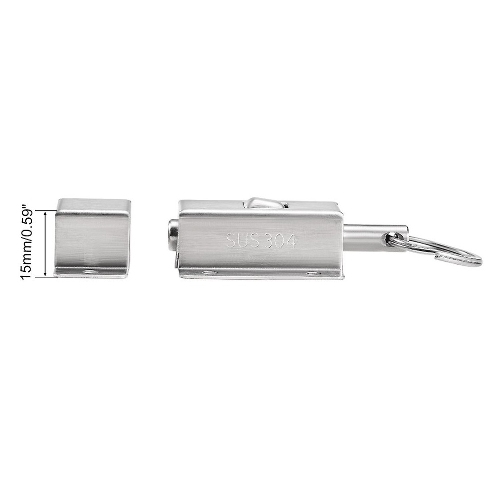 Door Barrel Bolt Stainless Steel Ring-Pull Spring Loaded Auto Sliding Lock 2 Set