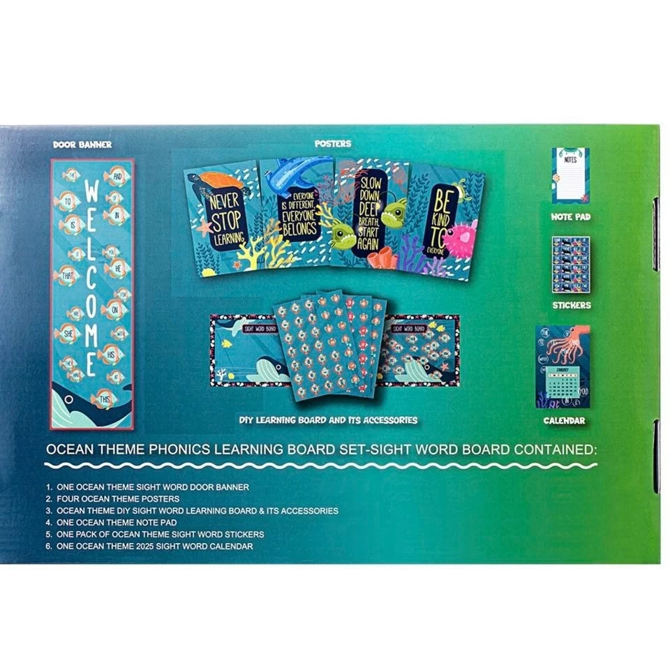 Ocean Theme Phonics Learning Board Sight Word Set - Educational Homeschool