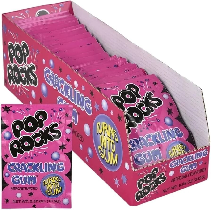 Pop Rocks Bubble Gum 24 Pack – Snap, Crackle, and Chew!