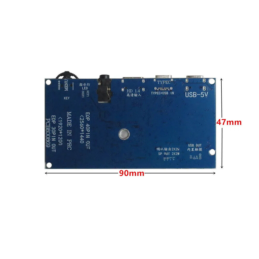 EDP 30Pin/40Pin TN IPS LCD Screen Type-C HDMI-Compatible Driver Control Board