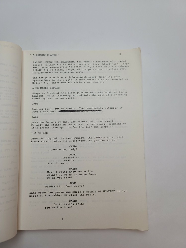 A SECOND CHANCE / Reggie Bruce 1990 Unproduced Movie Script Screenplay