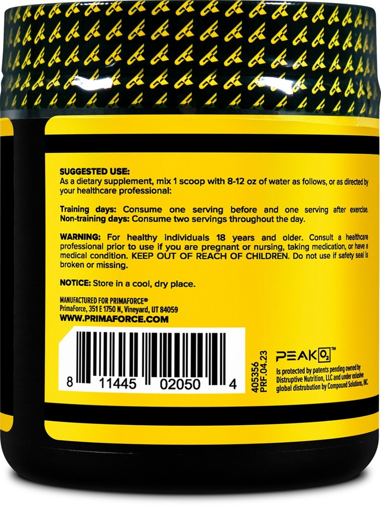 PrimaForce Peak O2 Workout Supplement, 120 grams
