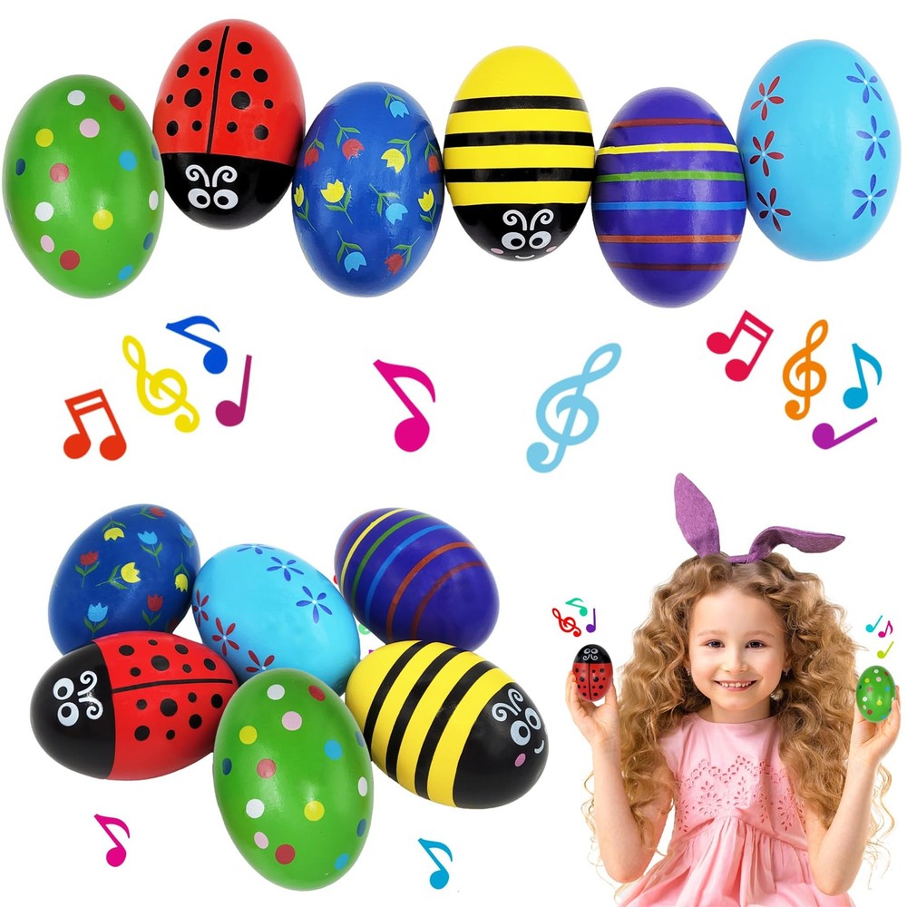 Chochkees 24-Pack Large Smooth Painted Wooden Easter Eggs with
