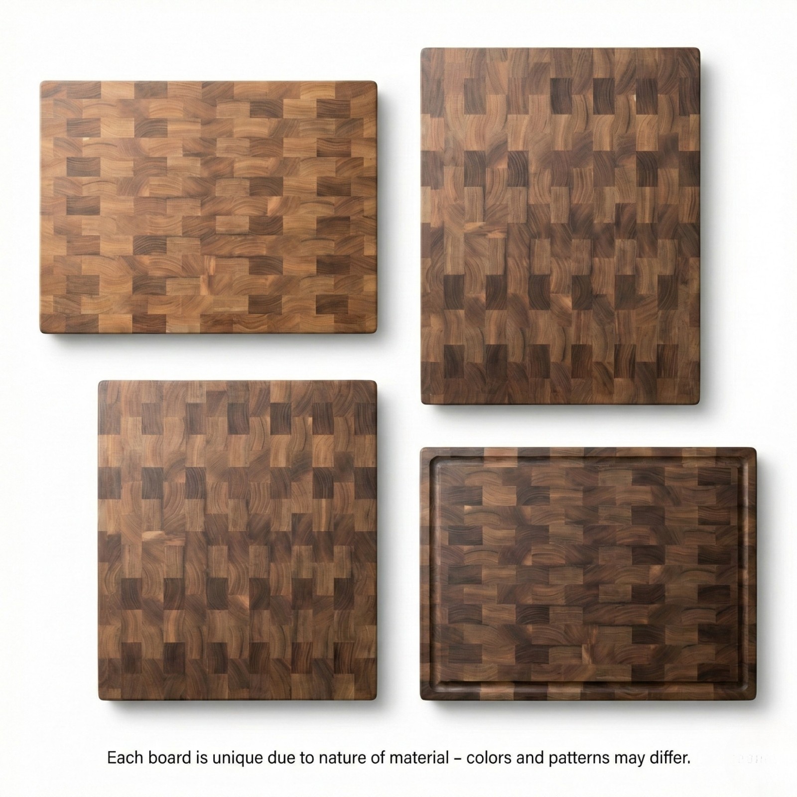 Walnut End Grain Cutting Board for Kitchen, Thick Charcuterie Chopping Block