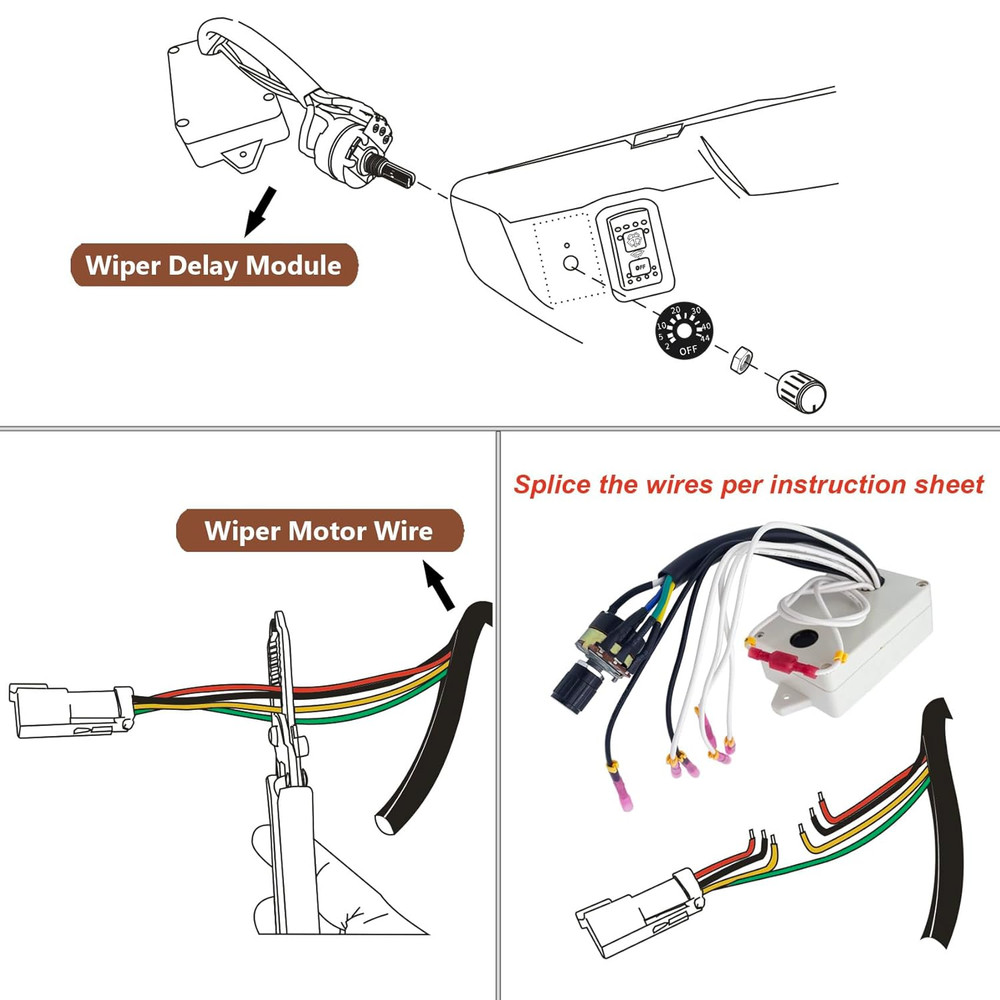 Wiper Delay Module Kit for Can-Am Defender Numbered Wire Leads Butt Connectors