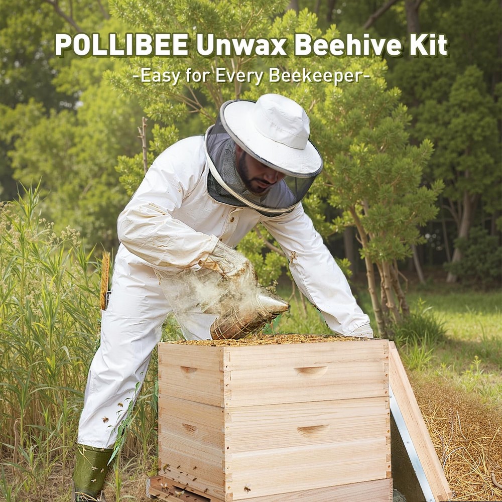 10 Frame Langstroth Beehives,Bee Keeping Starter Kit Includes 1 Deep Box & 1 ...