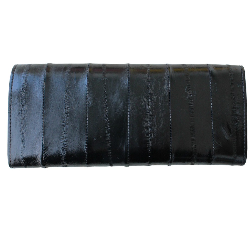 Genuine Eel Skin Leather Button Wallet Purse