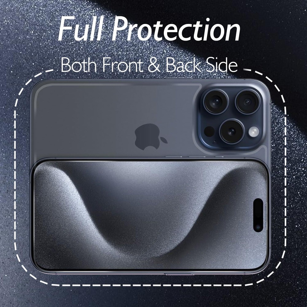 Front+Back Full Body Tempered Glass Screen Protector For iPhone 16 Pro Max Plus
