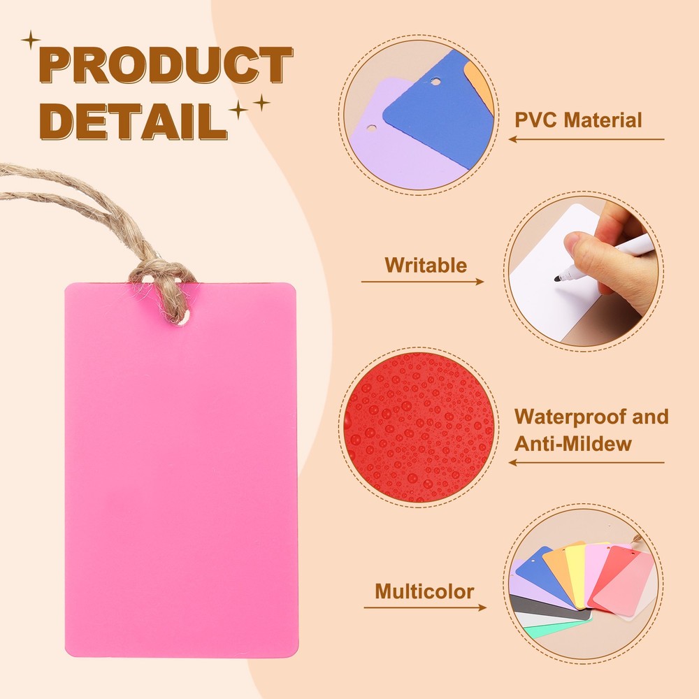 100Pcs Pink Plastic Shipping Tags, 2" x 1" Labeling Tags with Thread & Wire