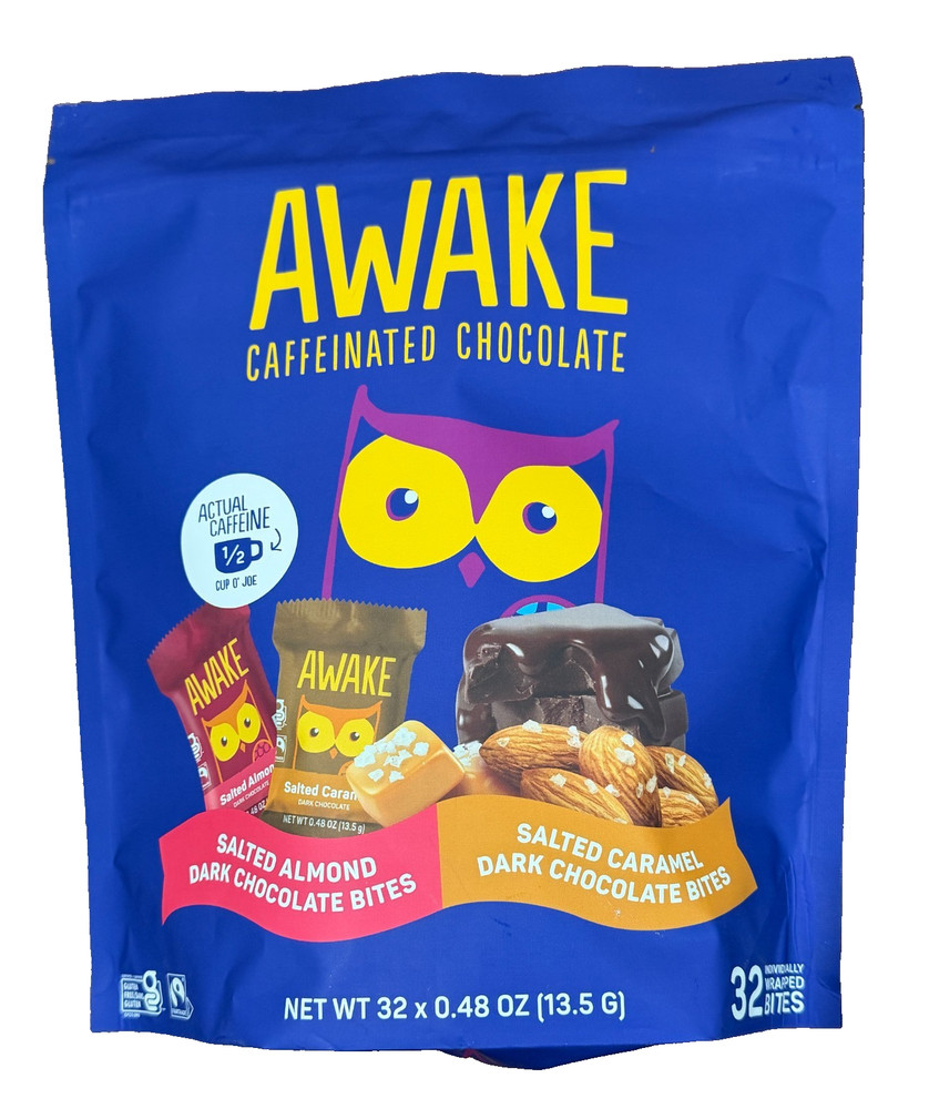 2-PACK Awake Caffeinated Chocolate Bites – 32 Individually Wrapped Pieces each