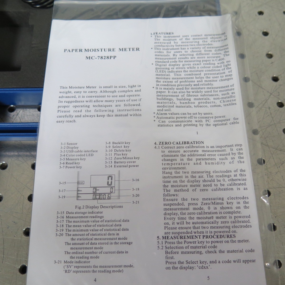 R201516 Moisture Meter MC-7828PP In Case w/ Instructions - Hygrometer