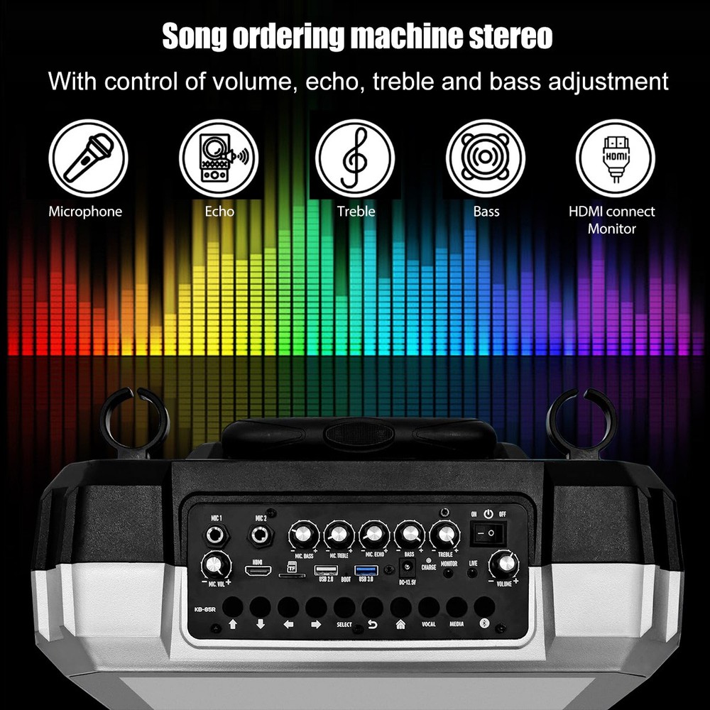 Professional Karaoke Machine Bluetooth Speaker Lyrics Display Screen WirelessMic
