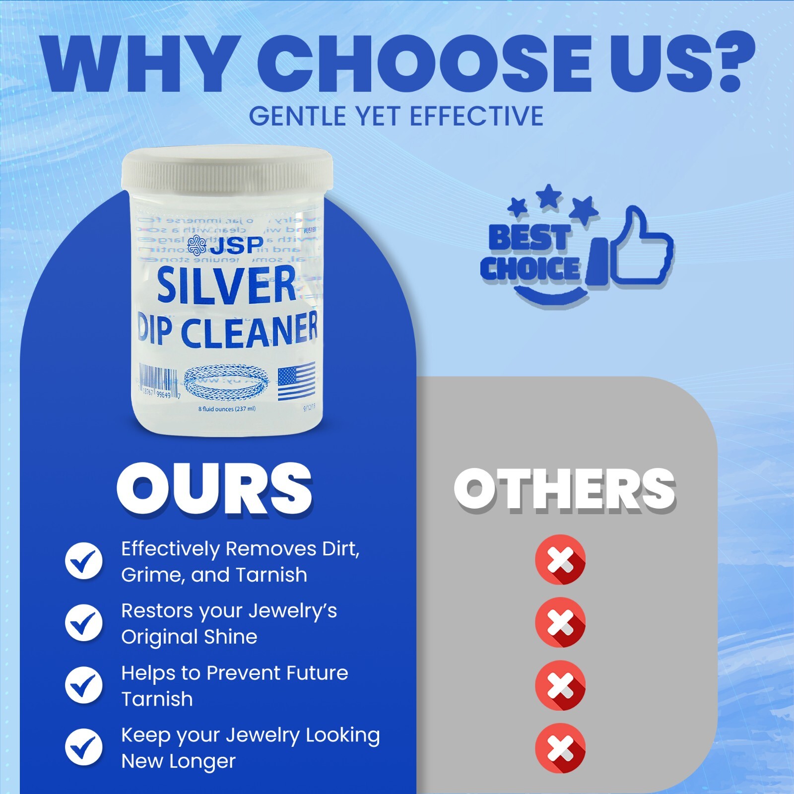 2 Sterling Silver Dip Cleaner Tarnish Remover 925 Jewelry Cleaning Solution 8oz