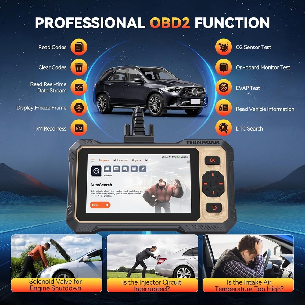 ThinkScan 662 OBD2 Car Diagnostic Scanner Action Test & CANFD 12 Resets Tool US