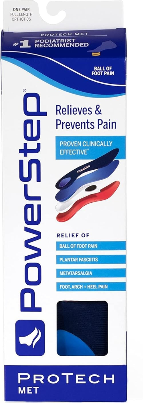 Powerstep ProTech Met Orthotics- Max Cushioning for Men & Women(M 7-7.5 W 9-9.5)