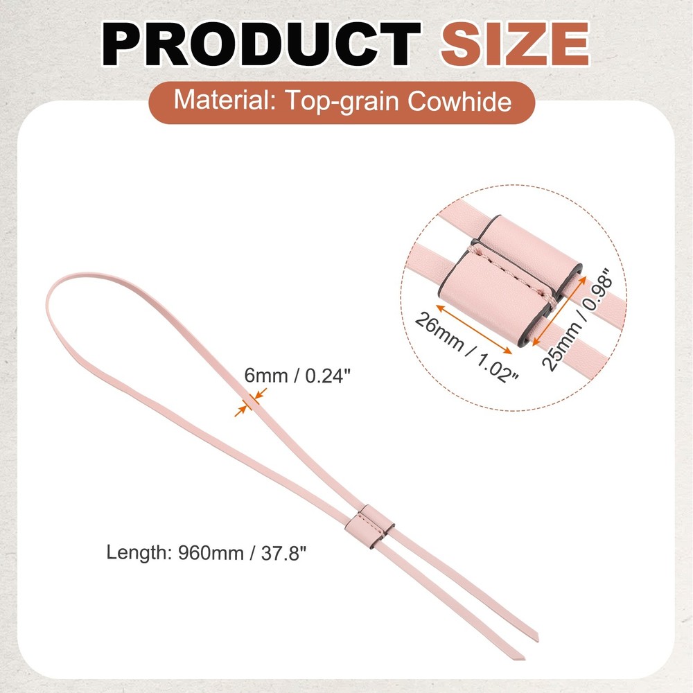 PU Leather Drawstring, 37.8 Inch Pull String Purse Strap Replacement, Pink