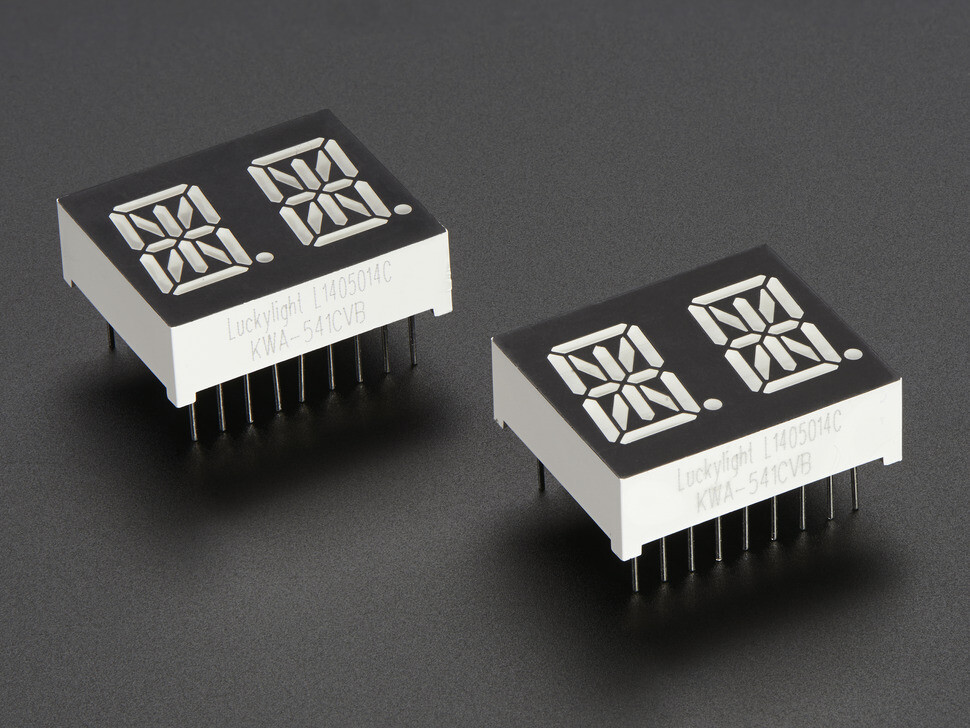[ Adafruit ADA-1907 ] Dual Alphanumeric Display - Red 0.54" Digit Height-2 Pack