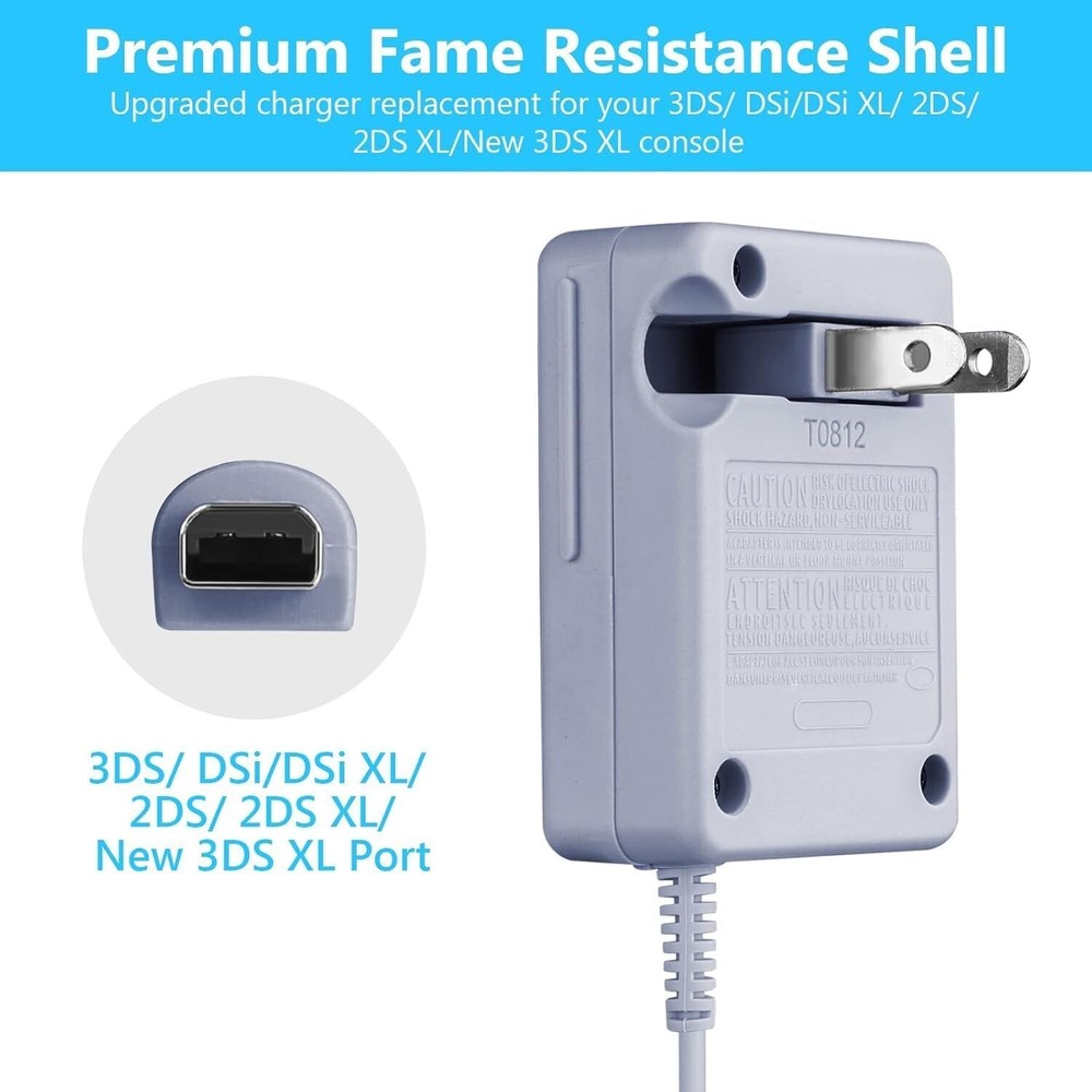 2-Pack 3DS & Dsi Charger Compatible with Nintendo, Foldable Plug