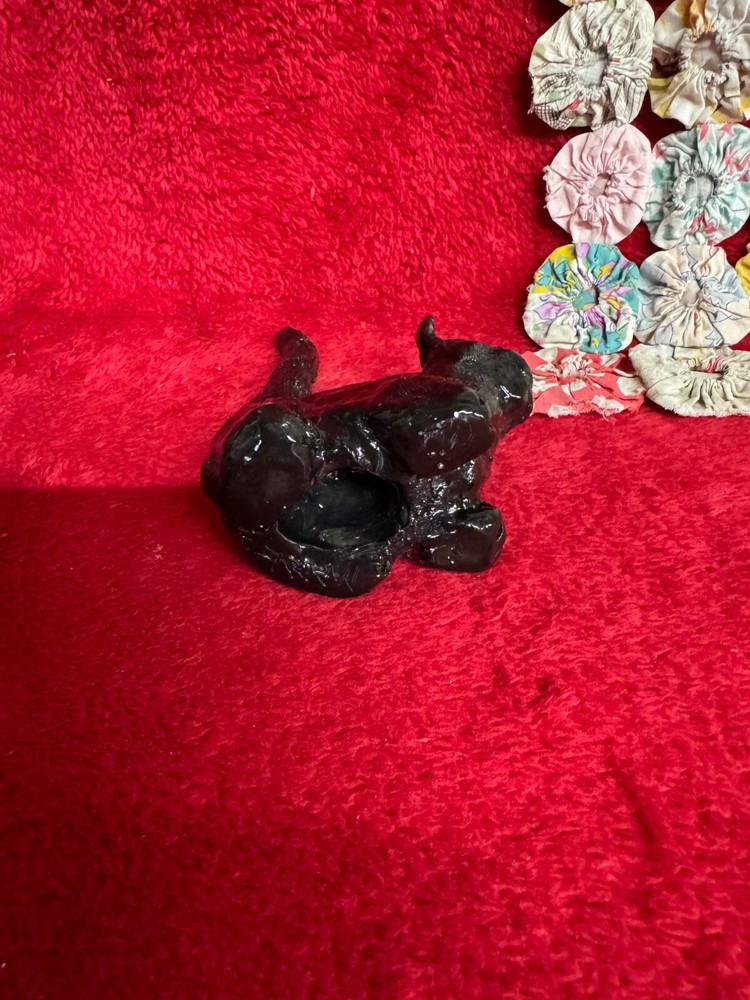 Handmade Pottery Black Cat Ring Holder