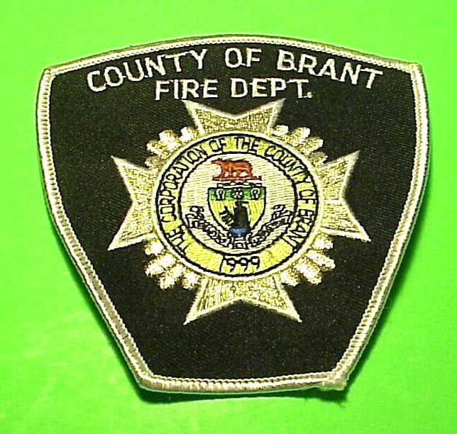 BRANT COUNTY  CANADA  ( SILVER )  4"   FIRE DEPT  PATCH  FREE SHIPPING!!!