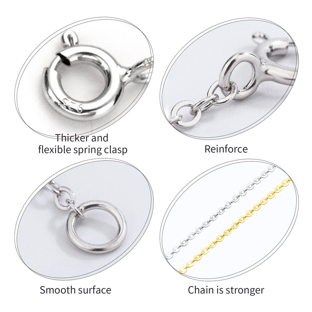 ADMITRY 3 Pcs 925 Sterling Silver Necklace Extender