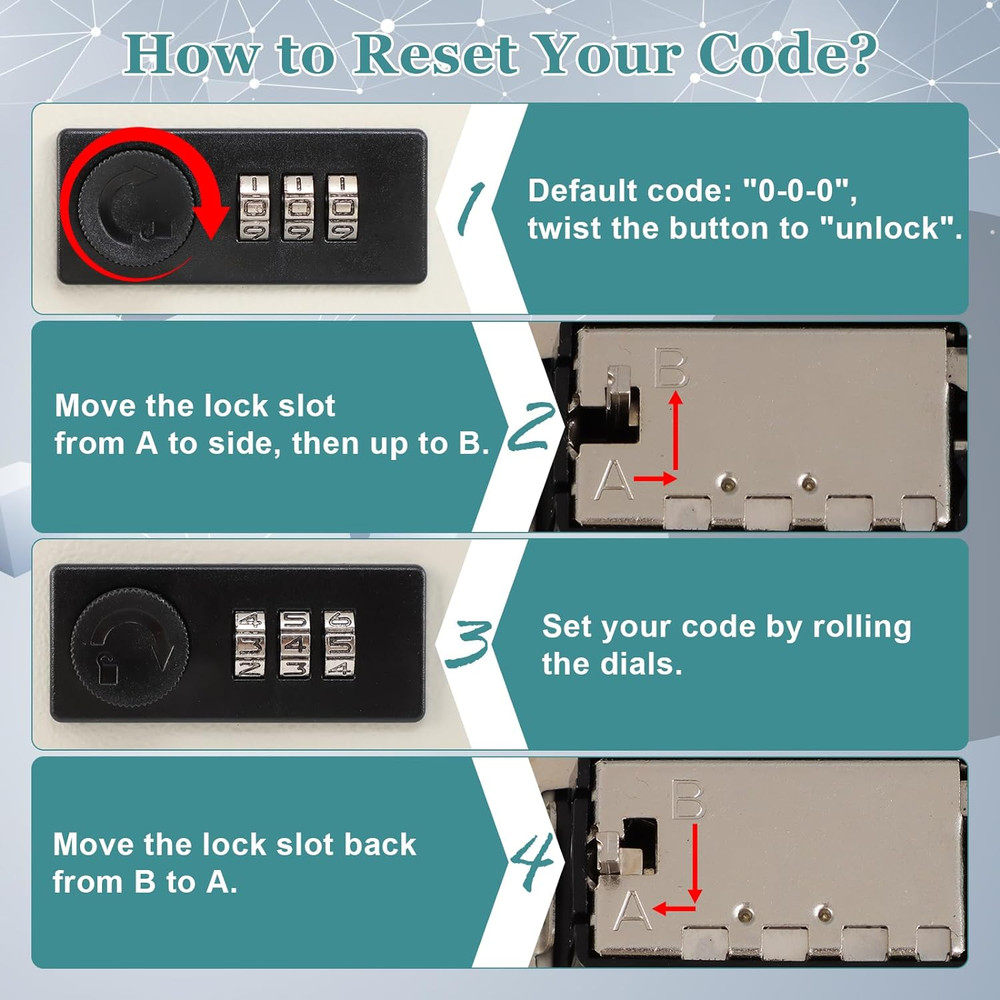 KYODOLED Locking Key Cabinet, 40 Key Storage Lock Box with Code, Key Box Wall Mo