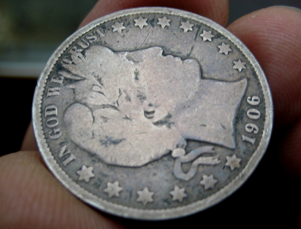 Nice ~ 1906-S BARBER Silver HALF DOLLAR ~ VG